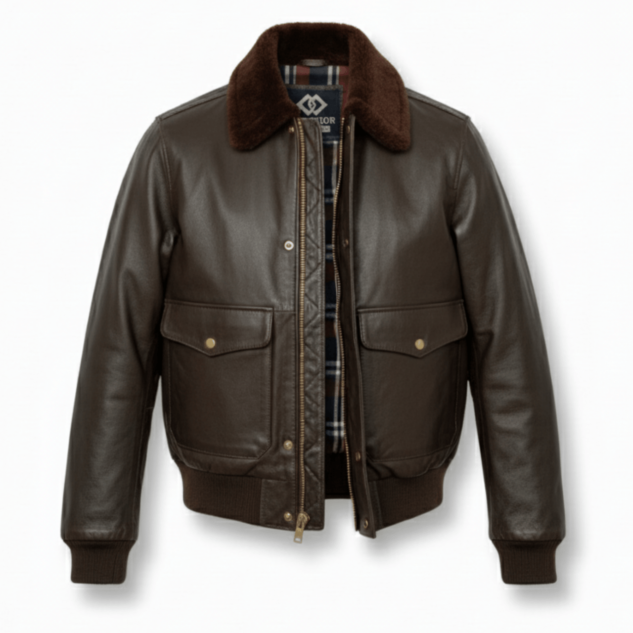 Premium Cowhide Aviator Leather Jacket with Removable Fur Collars - 
