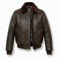 Premium Cowhide Aviator Leather Jacket with Removable Fur Collars - 