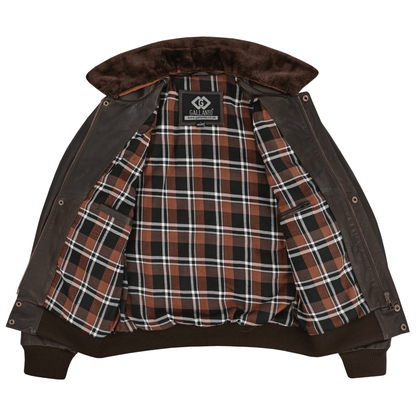 Premium Cowhide Aviator Leather Jacket with Removable Fur Collars - 