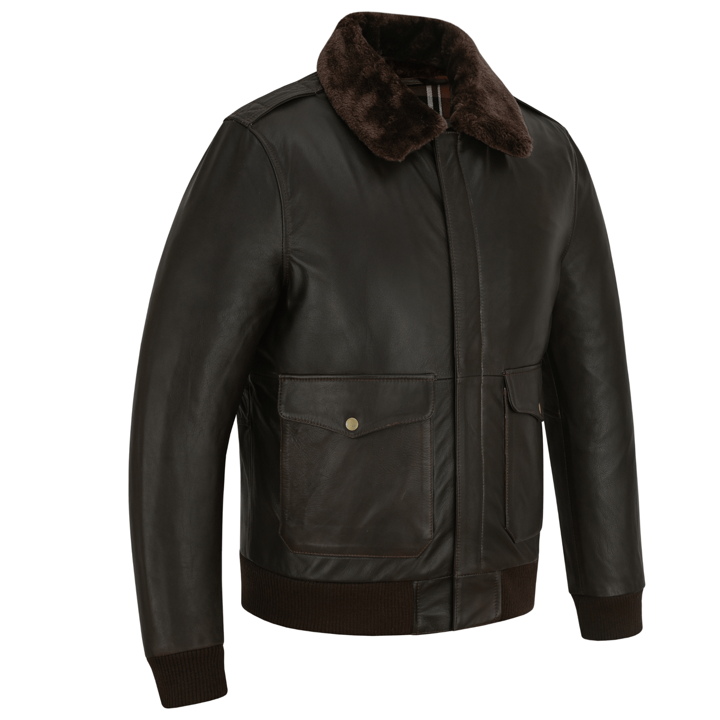 premium cowhide aviator leather jacket with removable fur collars - 