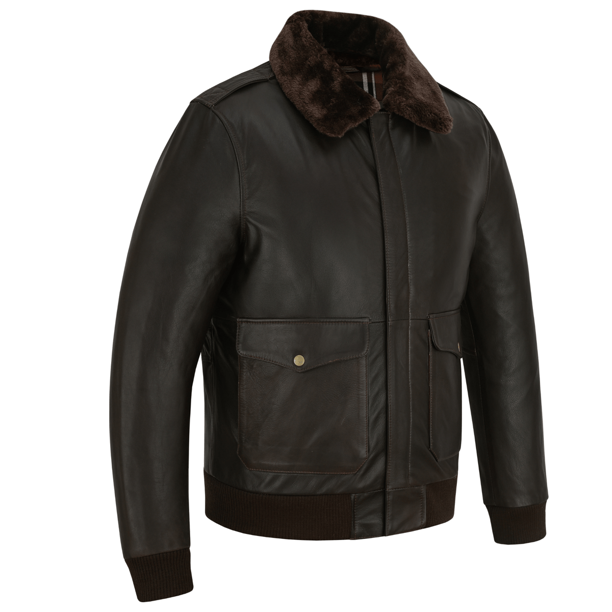 Premium Cowhide Aviator Leather Jacket with Removable Fur Collars - 