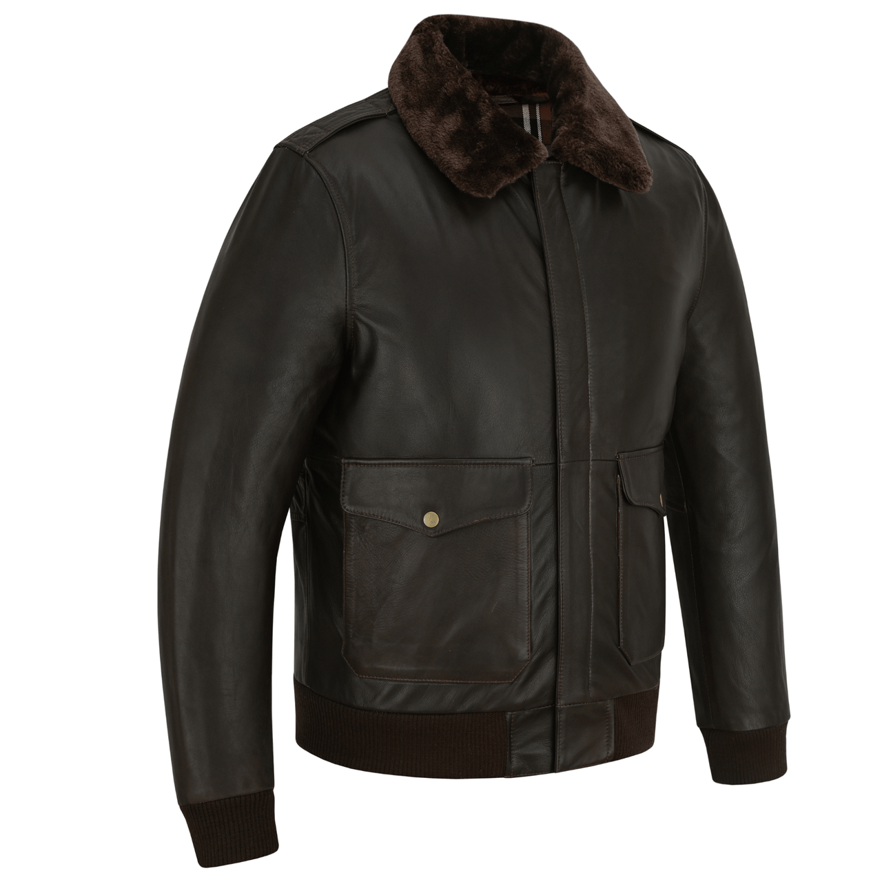 Premium Cowhide Aviator Leather Jacket with Removable Fur Collars - 