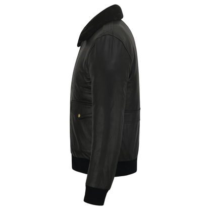 Premium Cowhide Aviator Leather Jacket with Removable Fur Collars - 