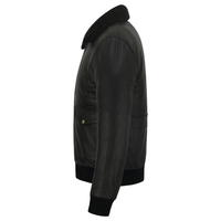 Premium Cowhide Aviator Leather Jacket with Removable Fur Collars - 