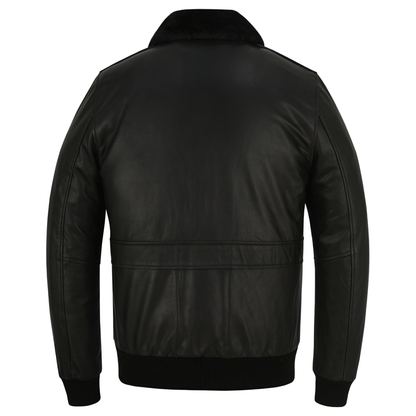 Premium Cowhide Aviator Leather Jacket with Removable Fur Collars - 