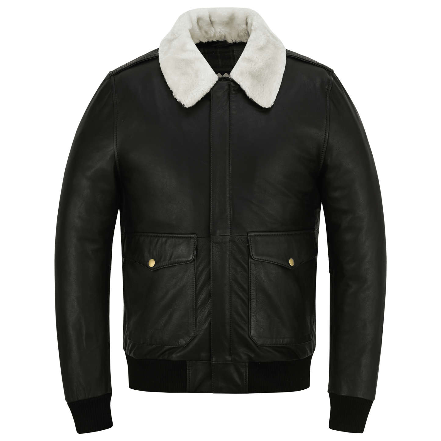 premium cowhide aviator leather jacket with removable fur collars - 