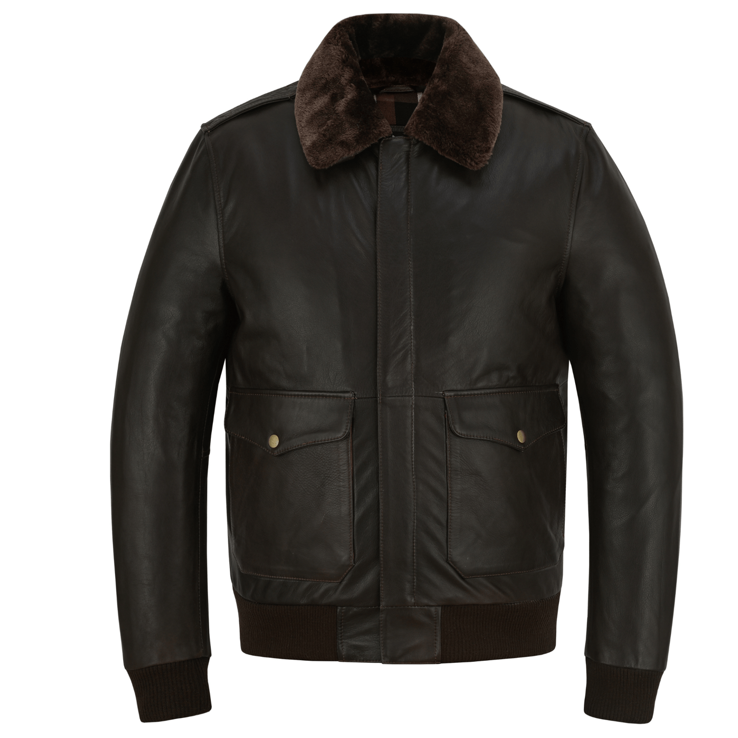 premium cowhide aviator leather jacket with removable fur collars - 