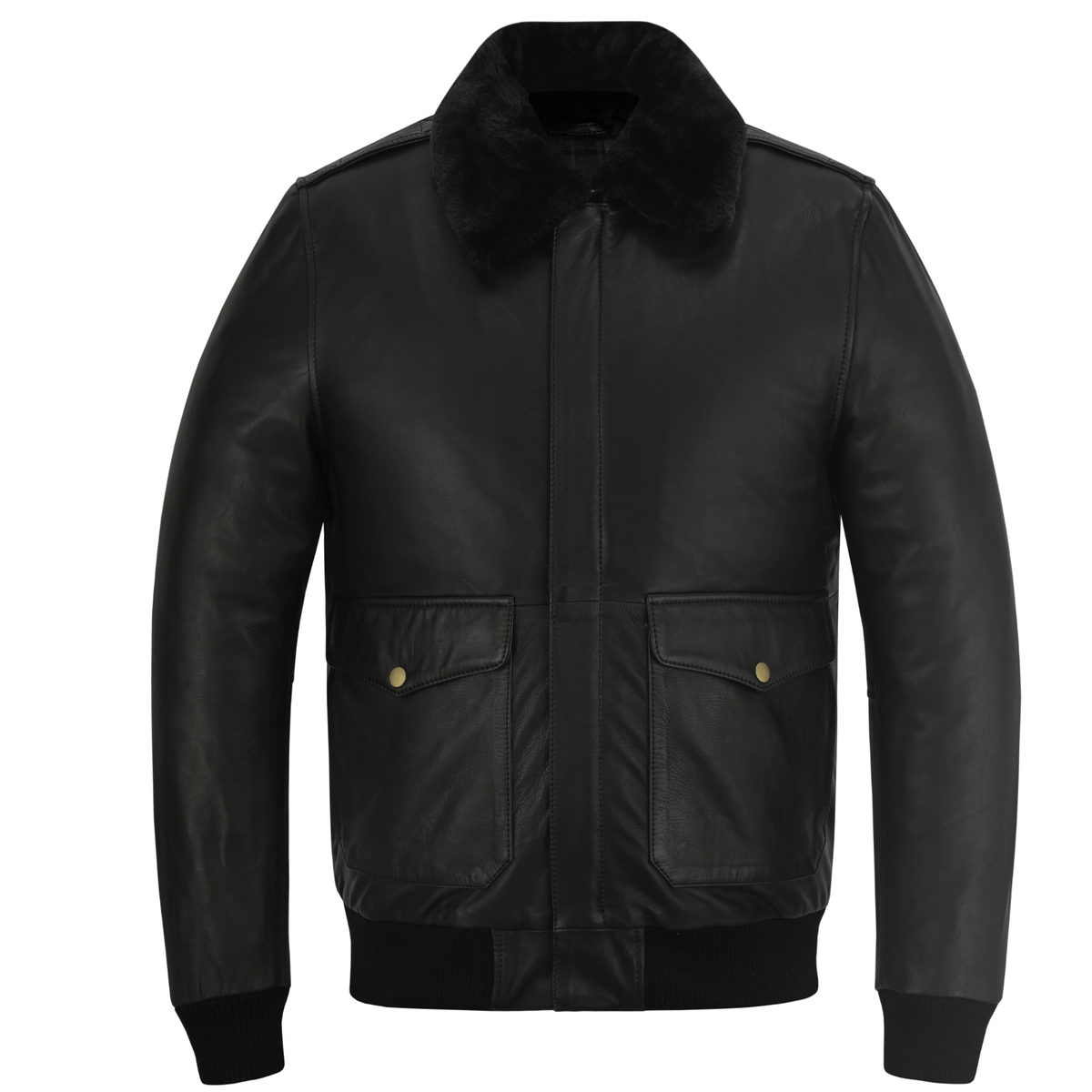 Premium Cowhide Aviator Leather Jacket with Removable Fur Collars - 