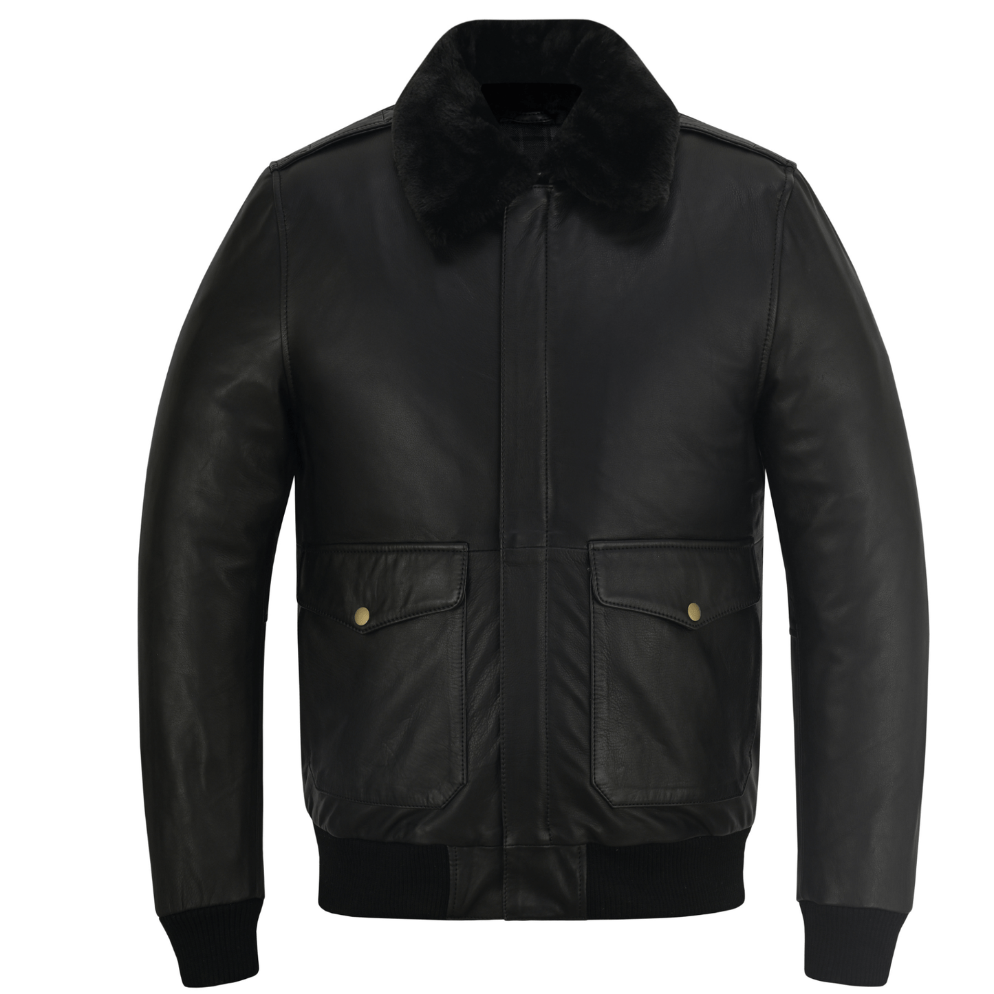 premium cowhide aviator leather jacket with removable fur collars - 