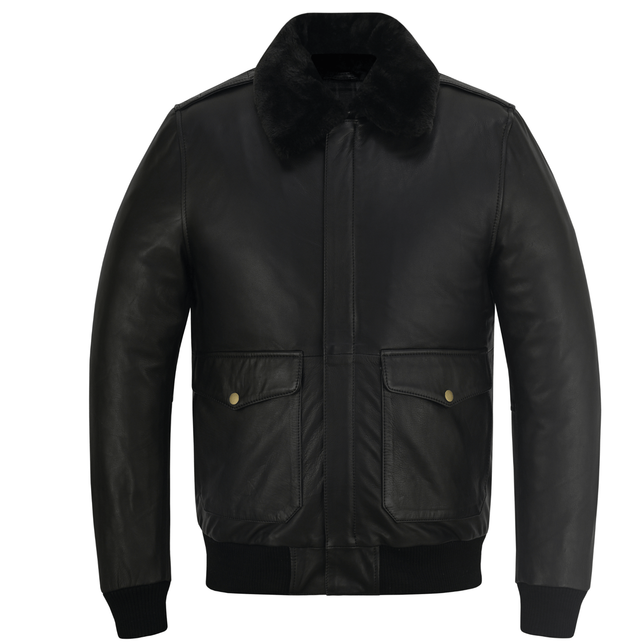 Premium Cowhide Aviator Leather Jacket with Removable Fur Collars - 