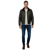 Premium Cowhide Aviator Leather Jacket with Removable Fur Collars - 