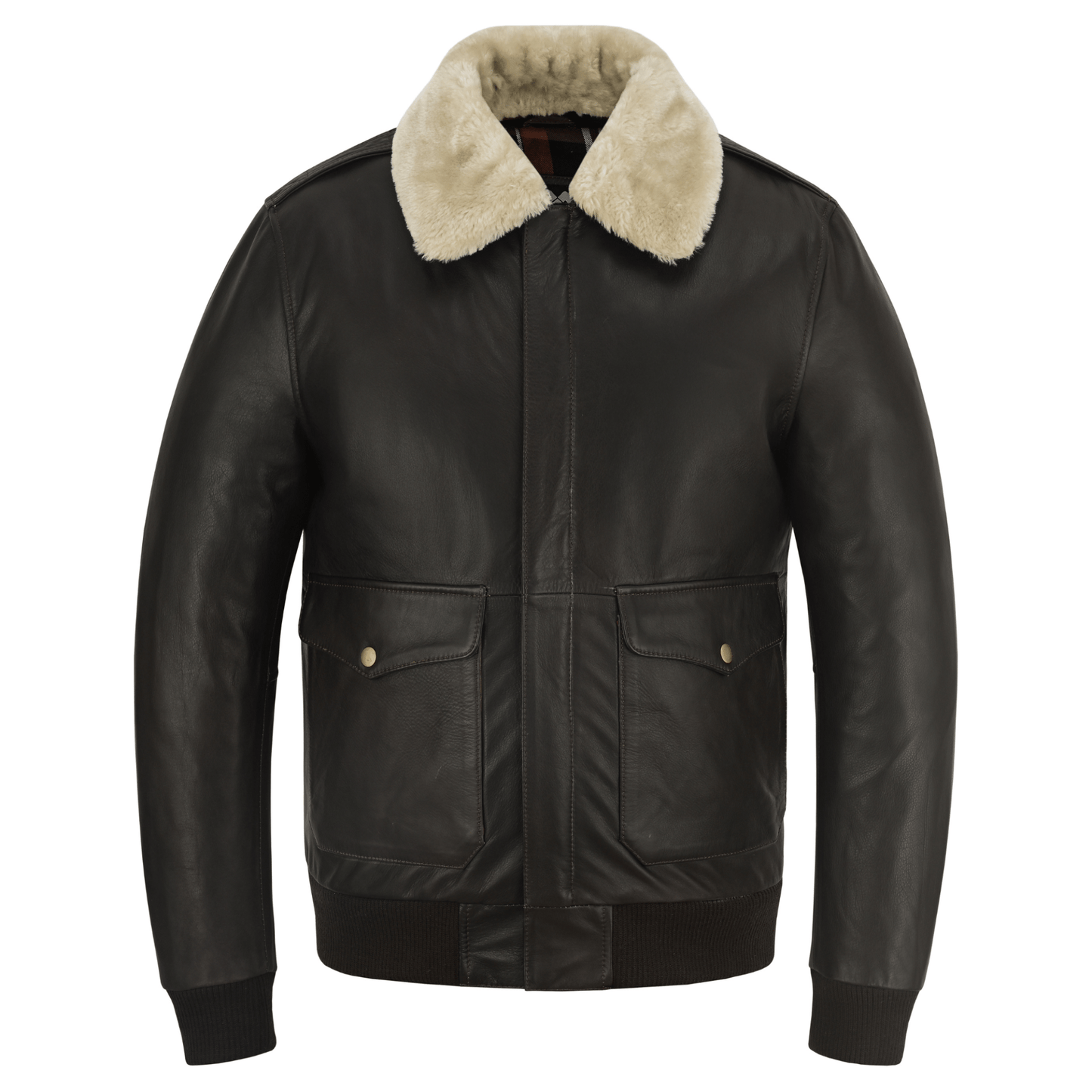 premium cowhide aviator leather jacket with removable fur collars - 