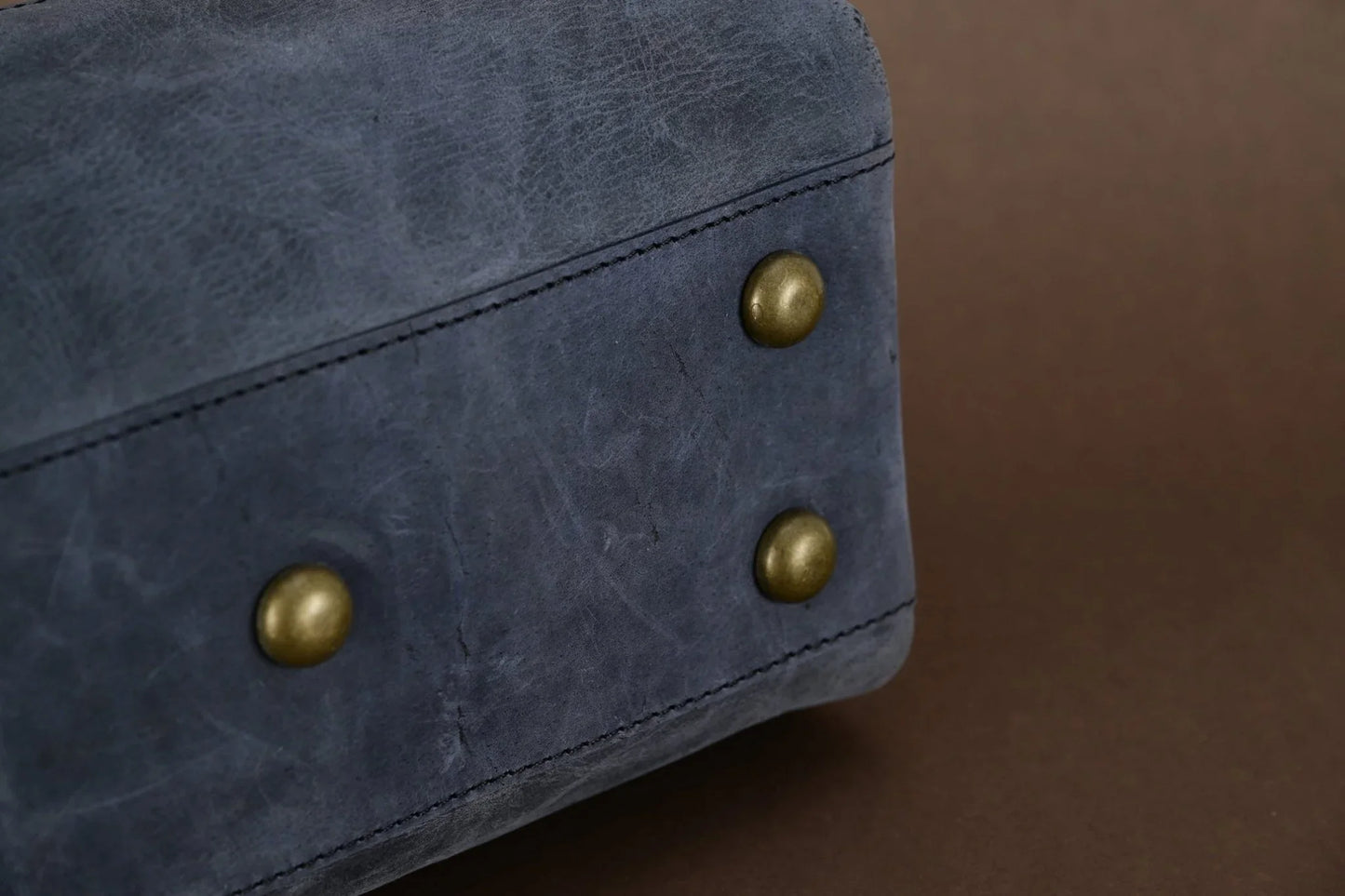 premium cowhide leather toiletry bag travel dopp kit distressed blue - 