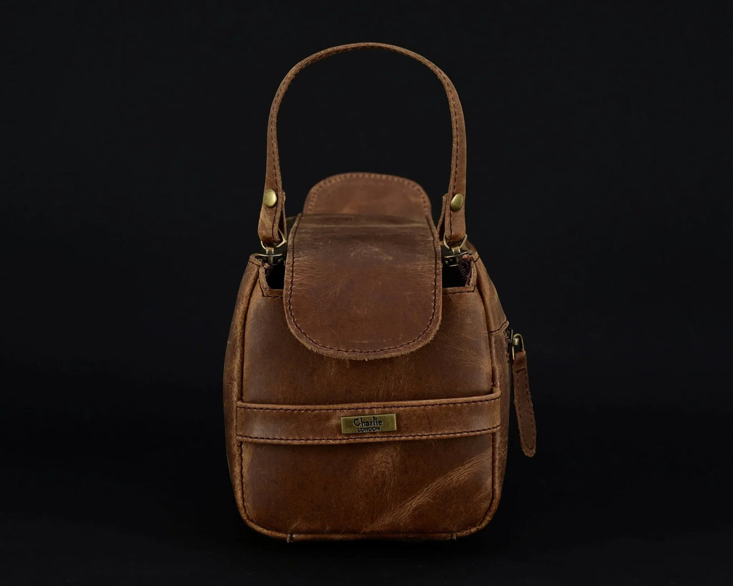 premium cowhide leather toiletry bag travel dopp kit distressed brown - 