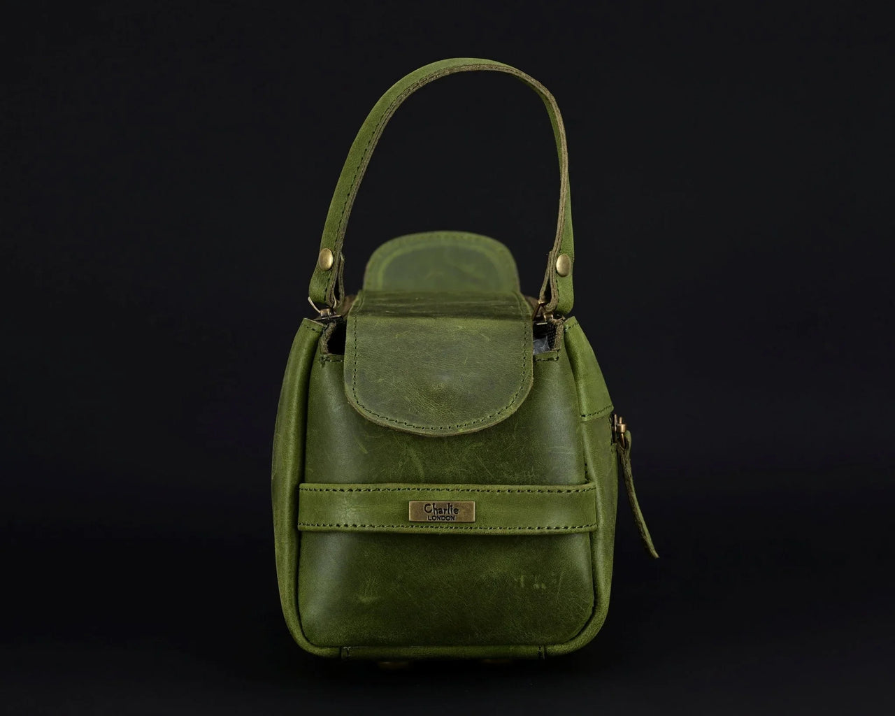 Premium Cowhide Leather Toiletry Bag Travel Dopp Kit Distressed Green - 