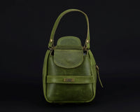 Premium Cowhide Leather Toiletry Bag Travel Dopp Kit Distressed Green - 