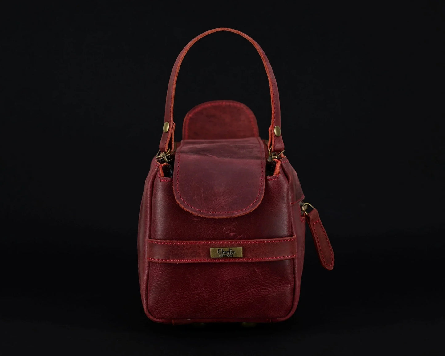 premium cowhide leather toiletry bag travel dopp kit distressed maroon - 