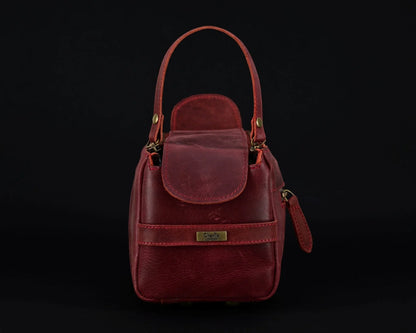 Premium Cowhide Leather Toiletry Bag Travel Dopp Kit Distressed Maroon - 