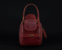 Premium Cowhide Leather Toiletry Bag Travel Dopp Kit Distressed Maroon - 
