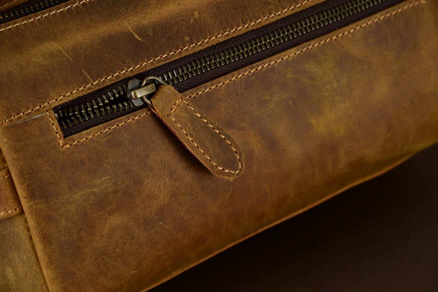 premium cowhide leather toiletry bag travel dopp kit distressed tan - 
