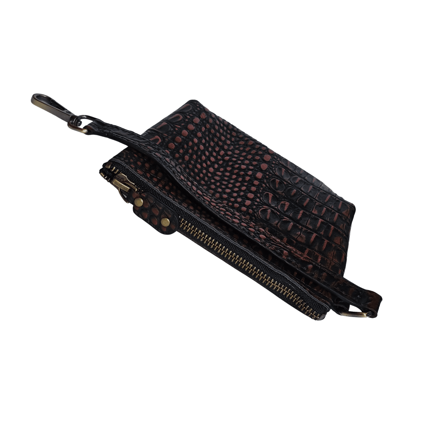 premium crocodile embossed leather purse for women – small designer - inspired wristlet travel wallet - 