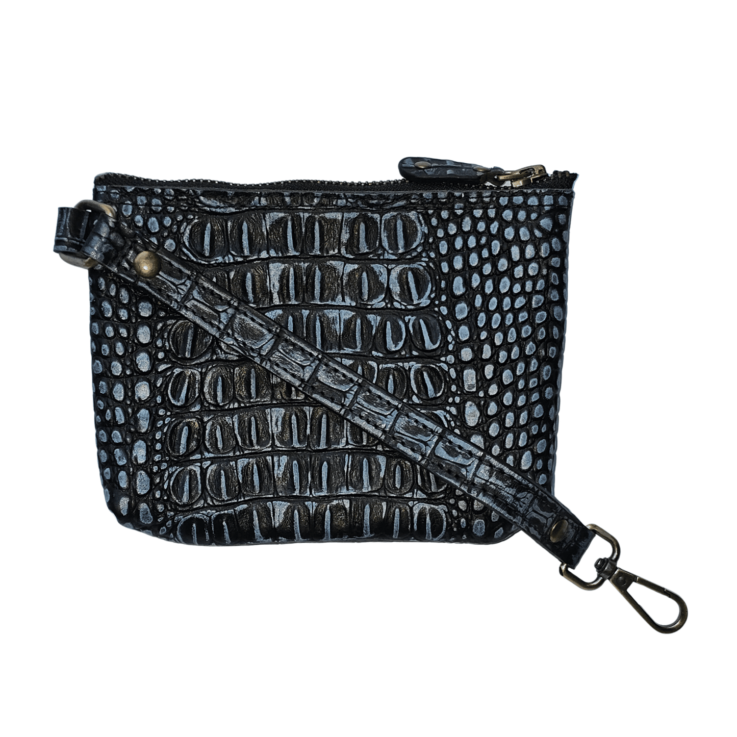 premium crocodile embossed leather purse for women – small designer - inspired wristlet travel wallet - 