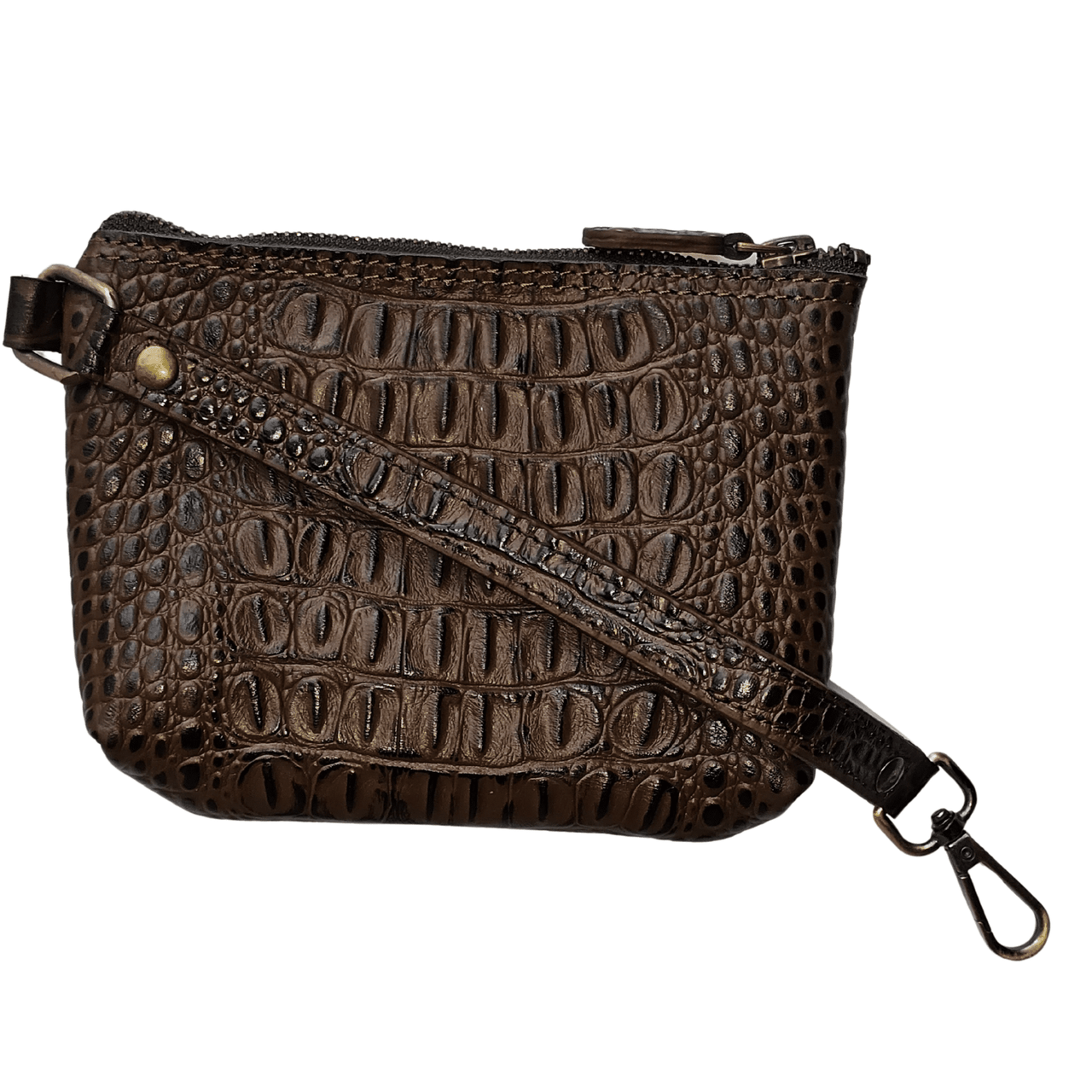 Premium Crocodile Embossed Leather Purse for Women – Small Designer - Inspired Wristlet Travel Wallet - 