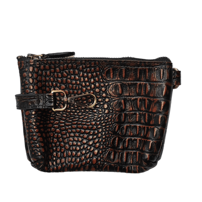 Premium Crocodile Embossed Leather Purse for Women – Small Designer - Inspired Wristlet Travel Wallet - 