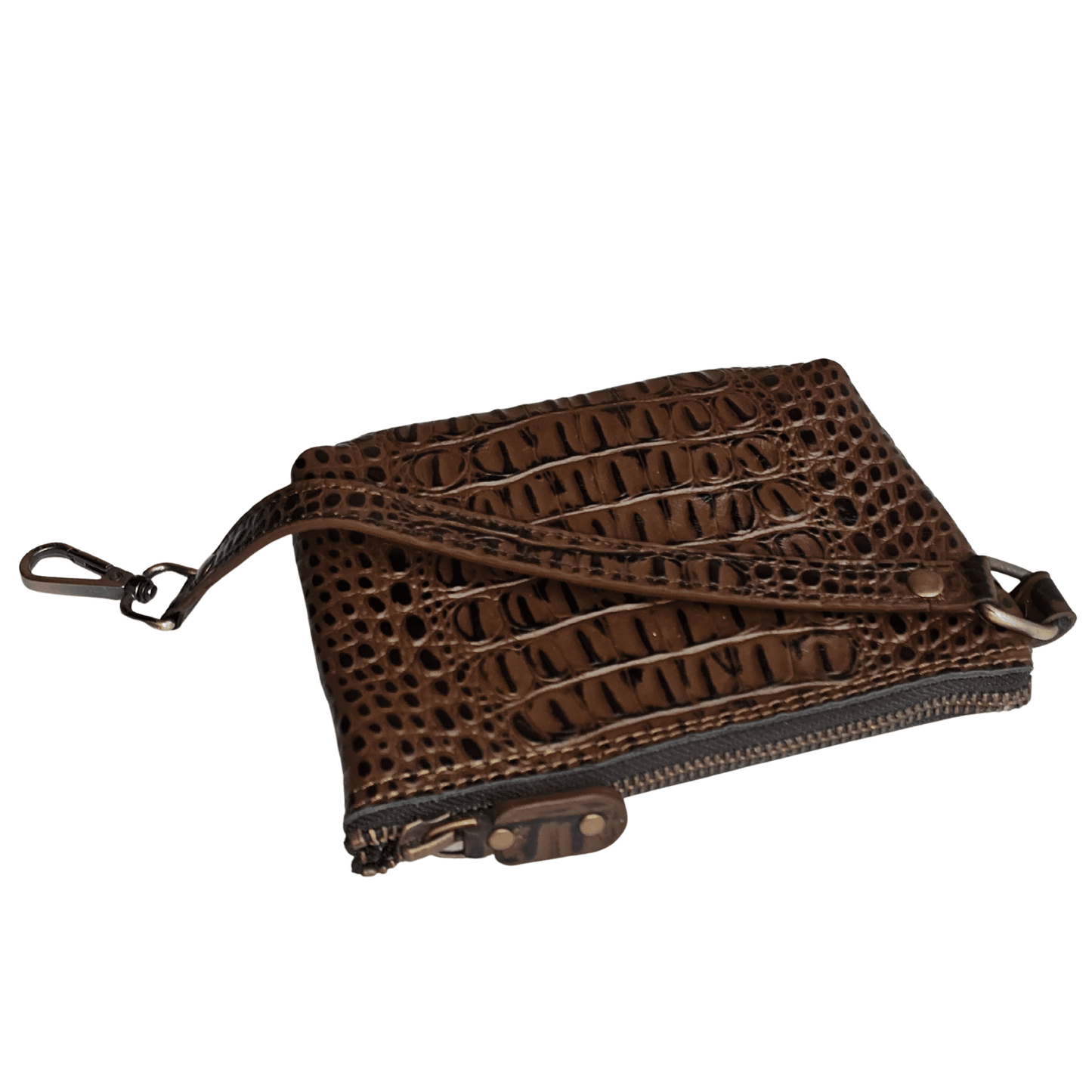 premium crocodile embossed leather purse for women – small designer - inspired wristlet travel wallet - 