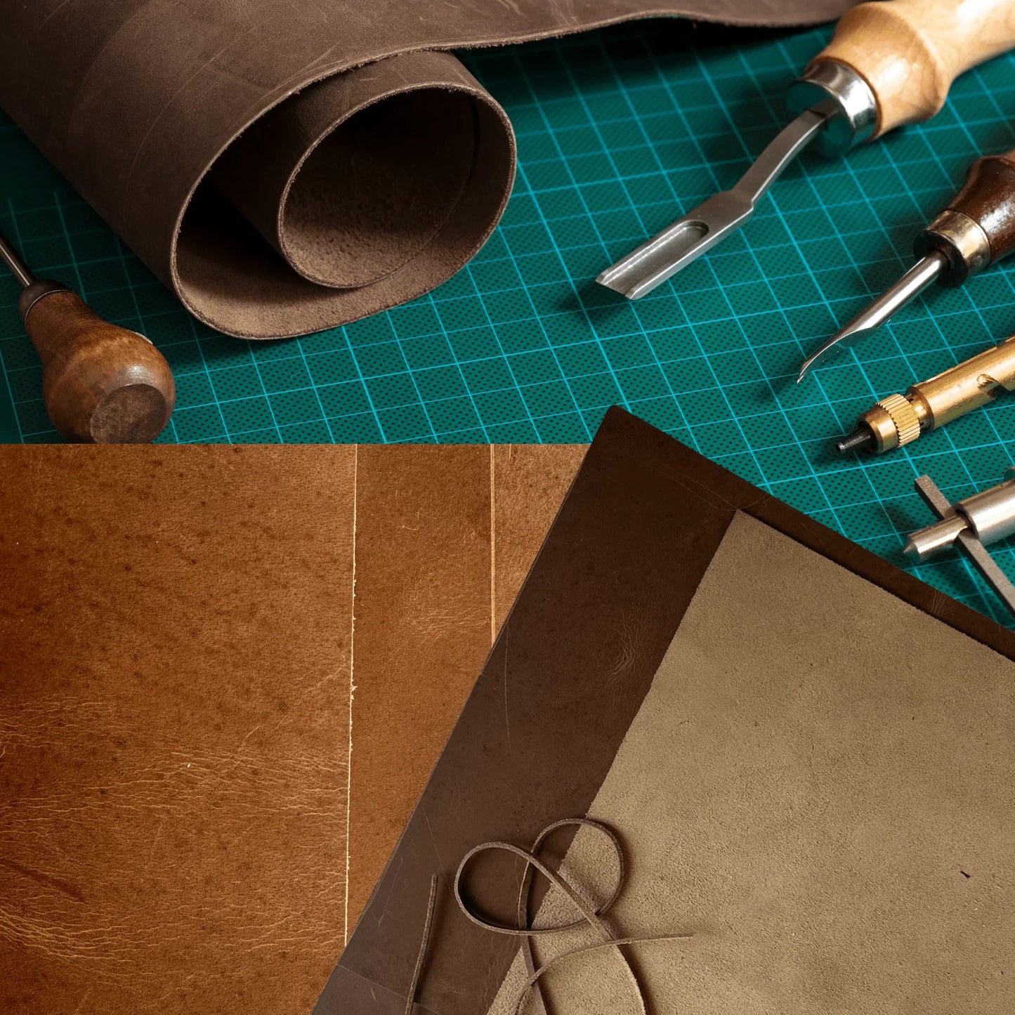 premium full grain buffalo leather sheets (3 - pack) with 91 cm cord – perfect for diy crafts, wallets & jewelry - 