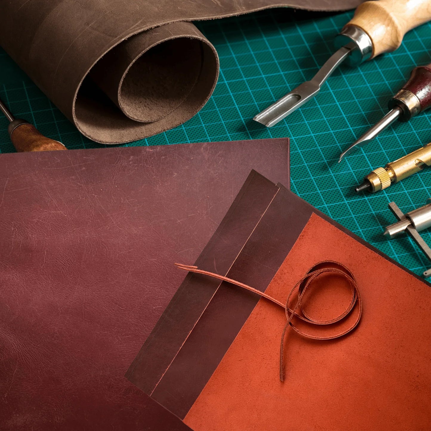premium full grain buffalo leather sheets (3 - pack) with 91 cm cord – perfect for diy crafts, wallets & jewelry - 