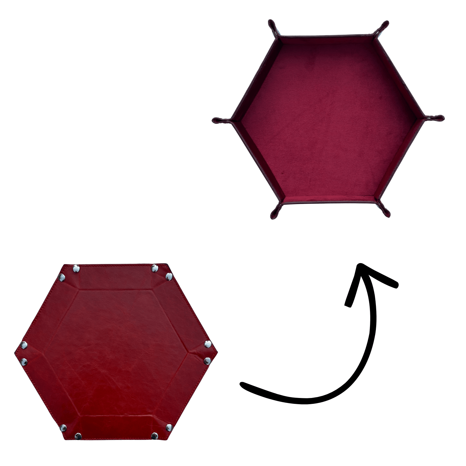 Premium Genuine Leather Hexagonal Valet Tray - Luxury Desk Organiser - 