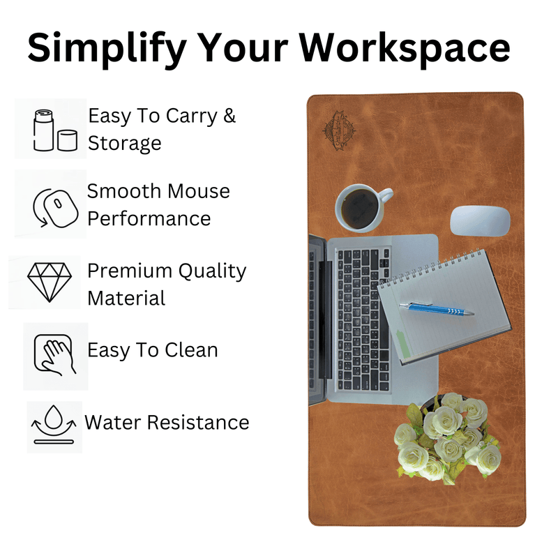 Premium Leather Desk Mat - Non - Slip, Waterproof & Stylish Workspace Upgrad - 