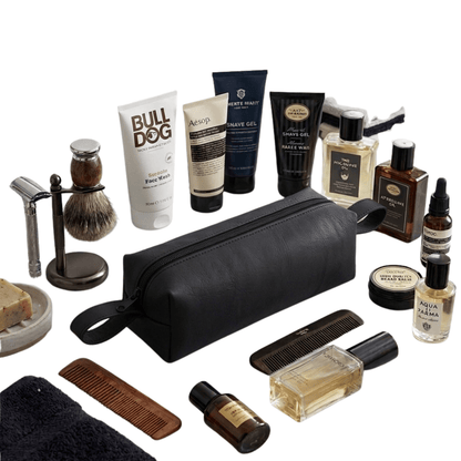 Premium Leather Men’s Toiletry Bag – Waterproof Travel Wash Bag & Shaving Kit - 
