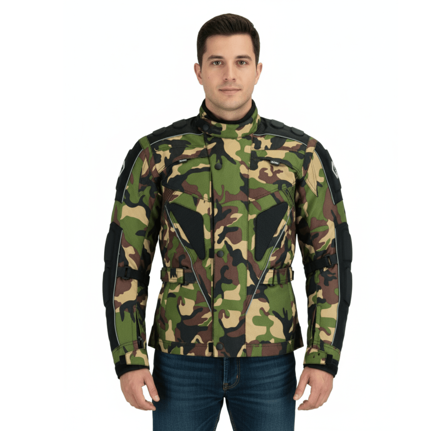 raven textile motorcycle armoured jacket (cordura fabric biker advanced black - 