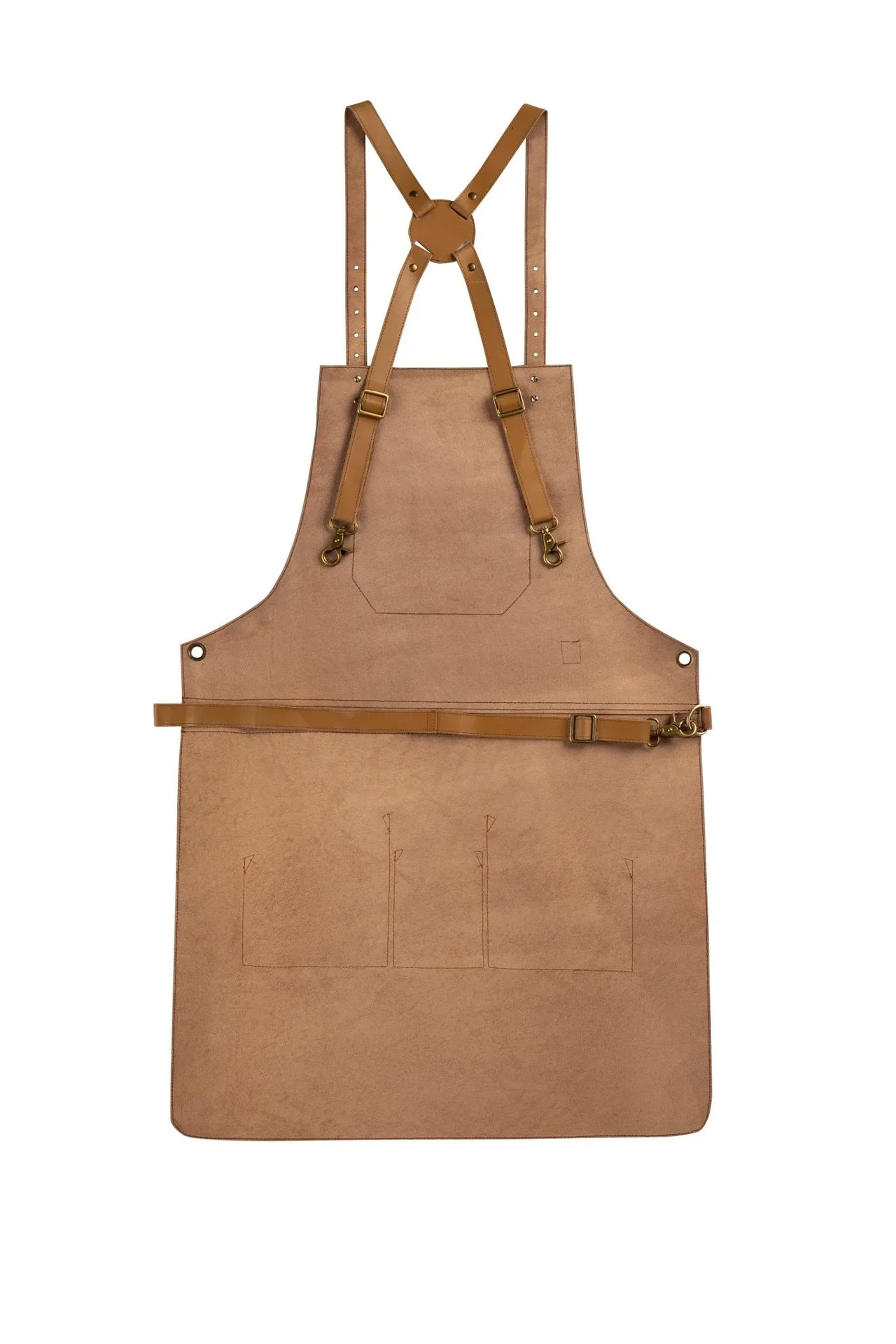 Real Leather Multi - Pocket Apron Butcher Apron - BBQ Apron - Cooking Apron - 