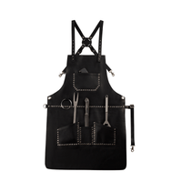 Real Leather Multi - Pocket Apron Butcher Apron - BBQ Apron - Cooking Apron - 