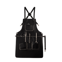 Real Leather Multi - Pocket Apron Butcher Apron - BBQ Apron - Cooking Apron - 