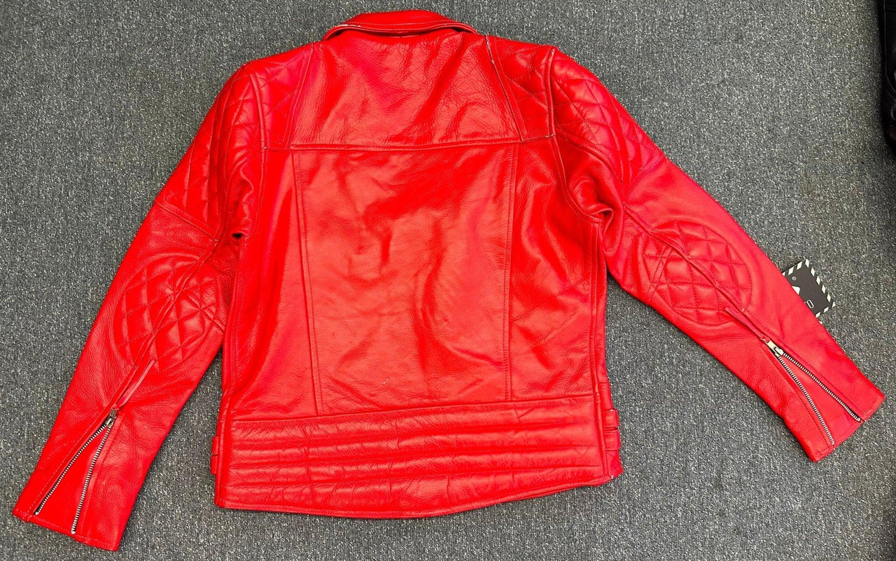 Red Diamond Mens Biker Leather Jacket - 