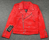 Red Marlon Brando Leather Biker Jacket - 
