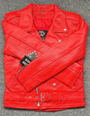 Red Marlon Brando Leather Biker Jacket - 
