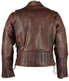 Retro Brown Cruiser Vented Biker Distressed Leather Jacket 3XL - 