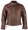 Retro Brown Cruiser Vented Biker Distressed Leather Jacket 3XL - 