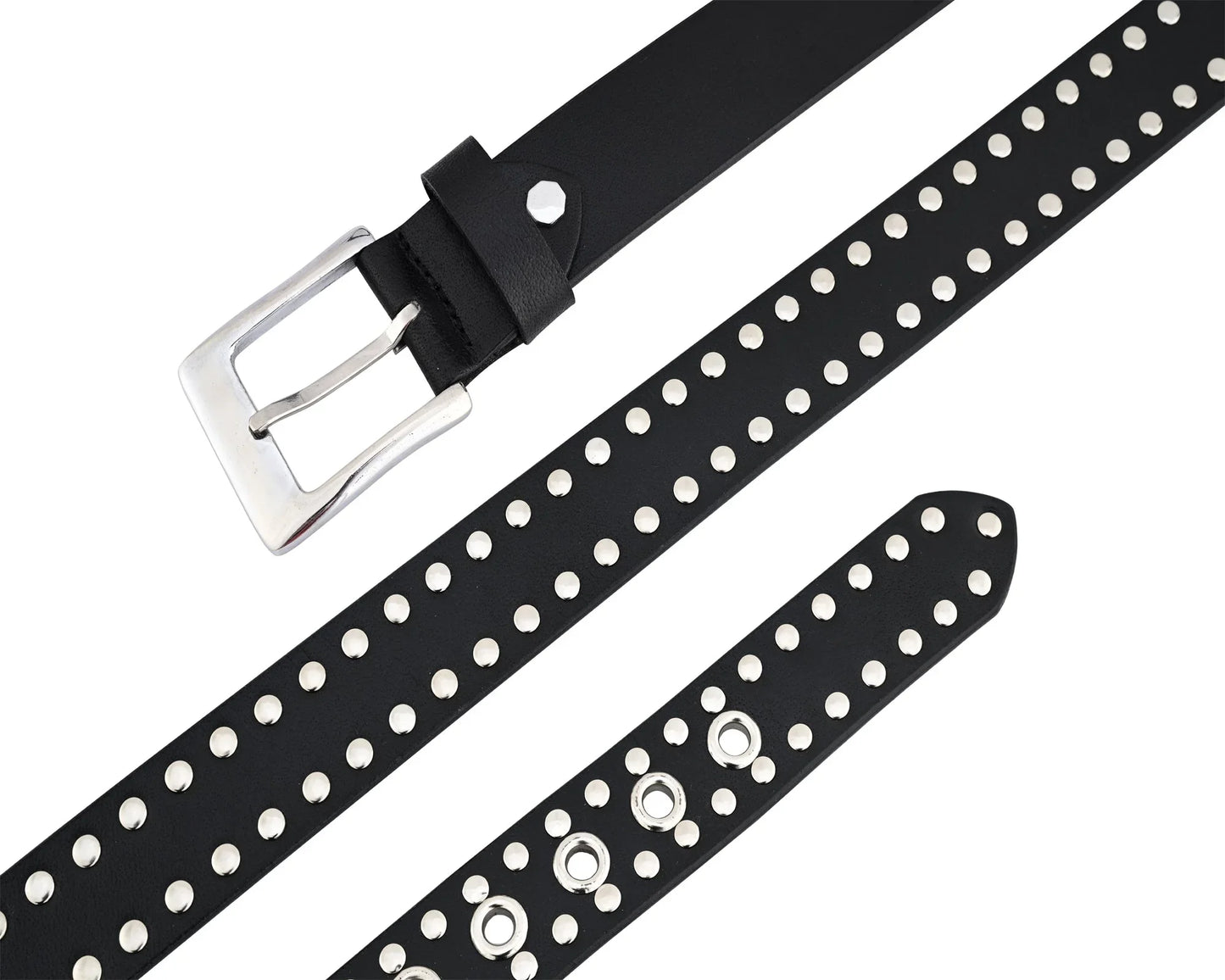 rock style rivets studs genuine leather belt - punk goth - 