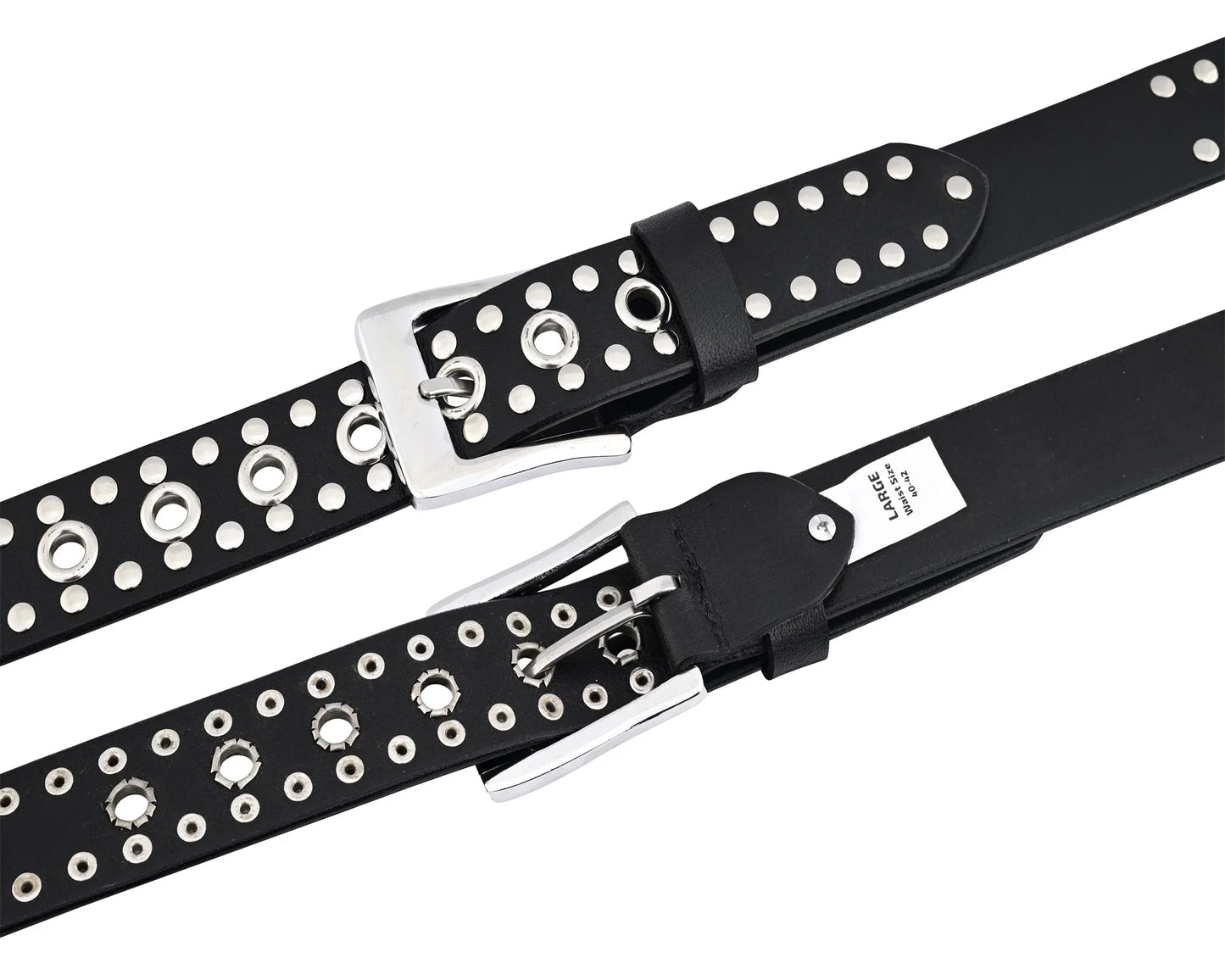 rock style rivets studs genuine leather belt - punk goth - 
