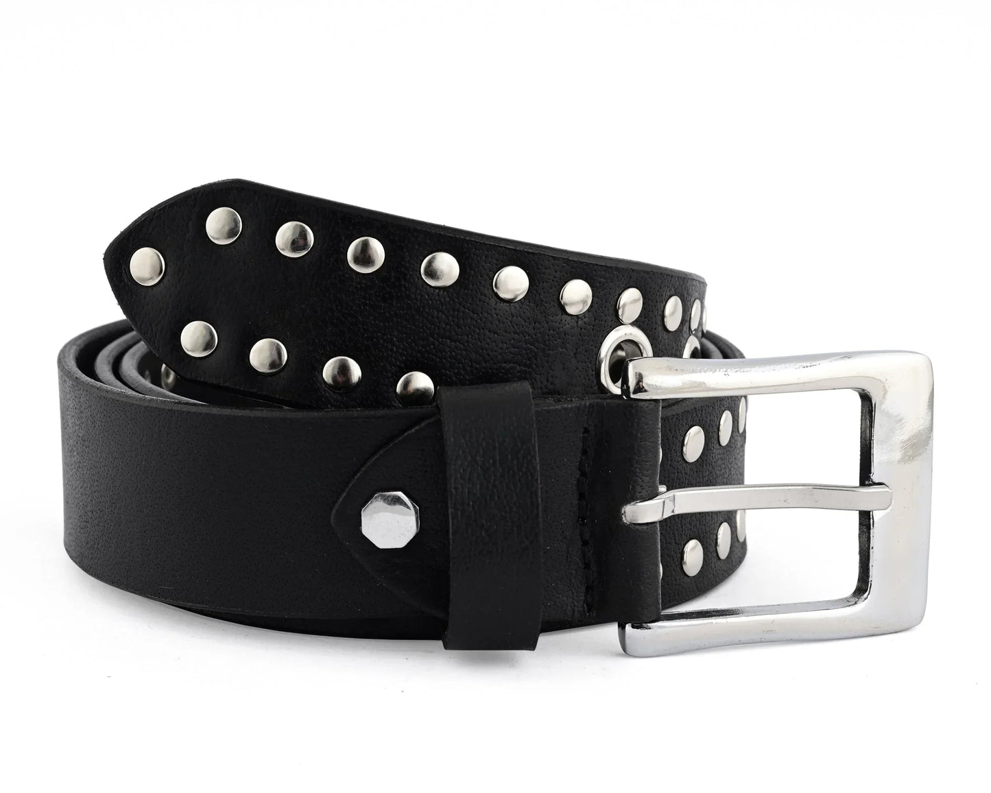 rock style rivets studs genuine leather belt - punk goth - 