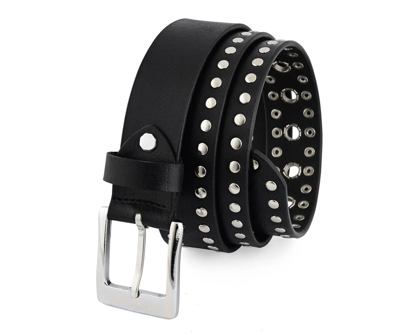 rock style rivets studs genuine leather belt - punk goth - 