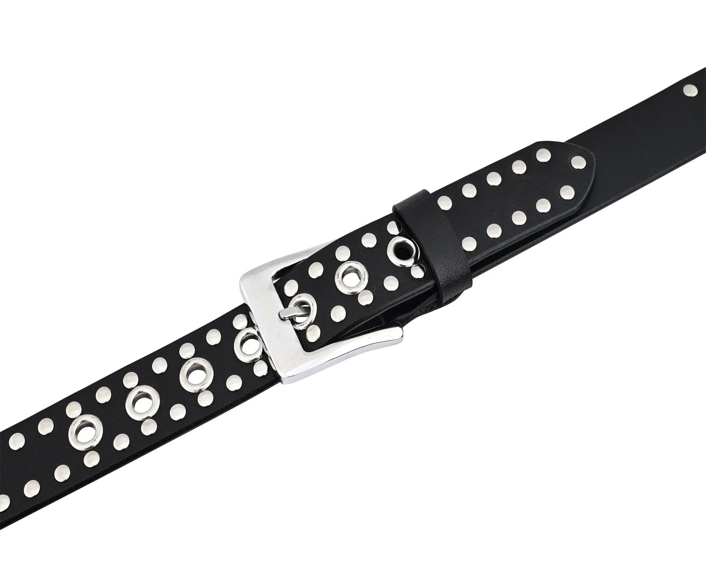 rock style rivets studs genuine leather belt - punk goth - 