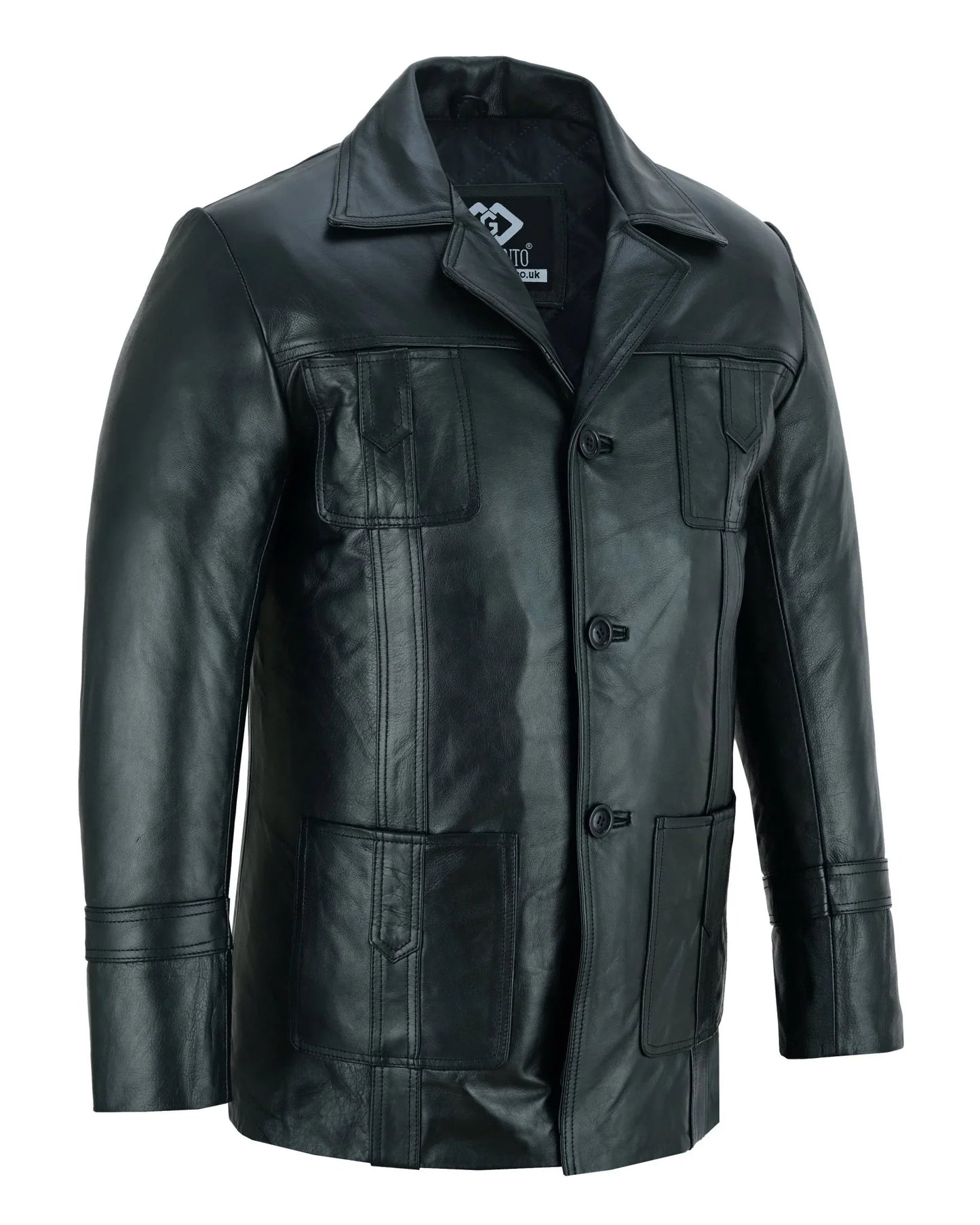 sam tyler's black leather blazer jacket - life on mars inspired vintage fashion -