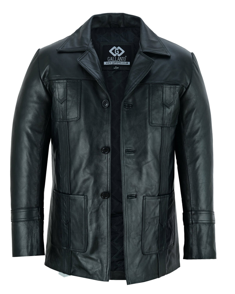 Sam Tyler's Black Leather Blazer Jacket - Life on Mars Inspired Vintage Fashion -